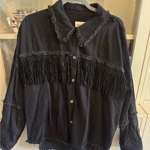 Black Fringed Women's Jacket